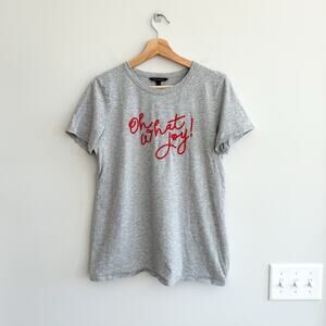 Banana Republic "Oh What Joy" Embroidered Graphic Short Sleeve Shirt Gray M